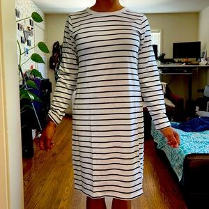 Old Navy white shirt dress stripe medium long sleeve
